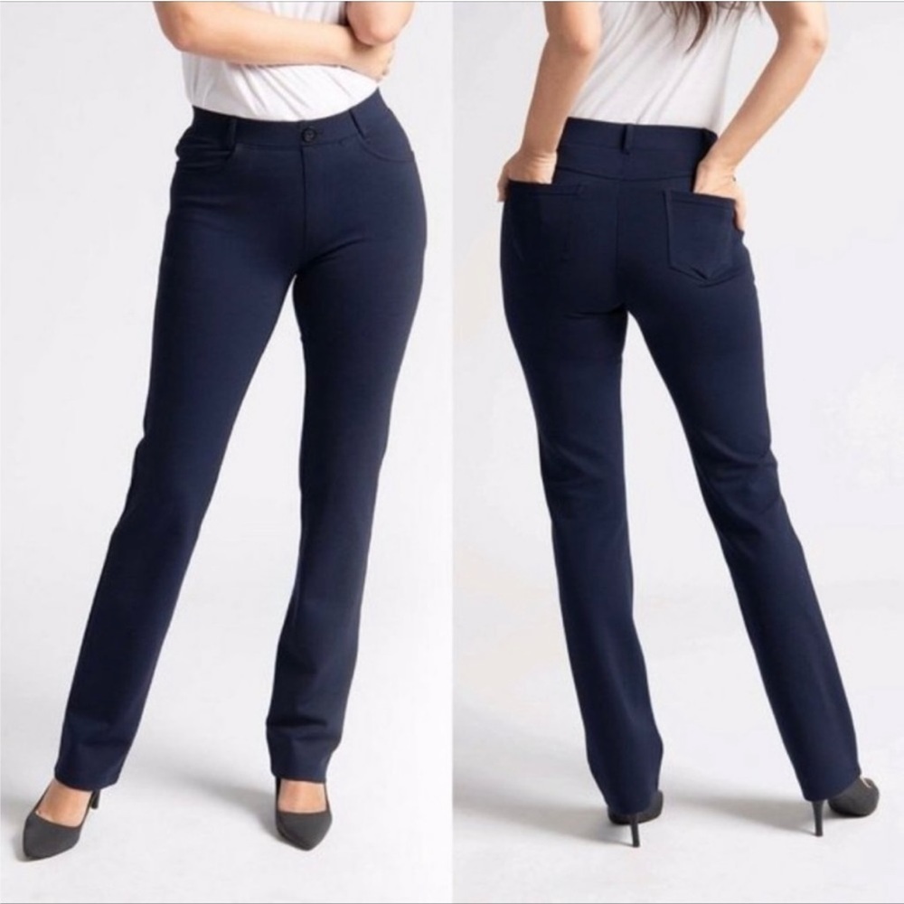 Betabrand Straight leg Dress yoga pants Jeanie Navy blue XXL Long